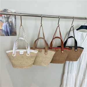 Fashion Straw Bag Womens Large Capacity Urban Simplicity Beach Open Single Big