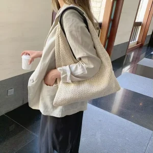 Fashion Straw Woven Shoulder Bag Ins Trendy Beach Vacation Bag for Women
