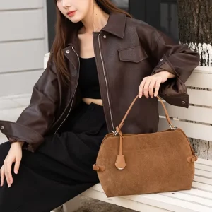 Fashion Suede Bags Women Handbags Vintage Frosted Leather Women’s Hobo Tote Everyday Casual Cowhide Leather Bag
