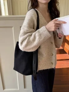 Fashion Suede Vintage Leopard Print Magnetic Closure Daily Matching Bucket Tote Bag Versatile Shoulder Crossbody