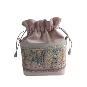 Fashion Textured Canvas Bucket Bag Women Spring Summer Quilted Zipper Closure Single Strap Crossbody