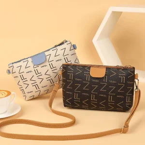 Fashion Trending Designer Women’s Pu Leather Crossbody Shoulder Messenger Bag with Zipper Closure