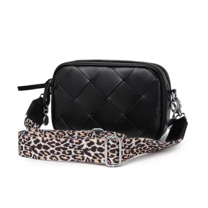 Fashion Trending Geometric Lady Mini Cell Phone Chain Woven PU Purse Handbag Small Designer Crossbody Sling Bag Customizable