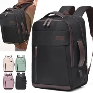 Fashion Unisex Expandable Large Capacity Waterproof USB Charging Business Travel Laptop Backpack
