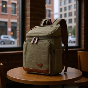 Fashion Vintage England Style Canvas Unisex Backpack Zipper 20-35L Student School Travel Laptop Casual Breathable Air-Cushion