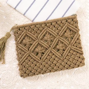 Fashion Vintage Tassel Macrame Knitted Crochet Beach Purse Clutch Bag