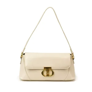 Fashion Women Lady Beige Clutch Handbag Small Square PU Leather Tote Bag with Handle