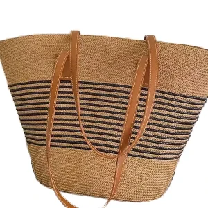 Fashion Women Women Handbag Set Large Capacity Tote Bag Seaside Vacation Tote Beach Shoulder Bag and Hat Set