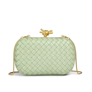 Fashion Women’s Handwoven Clutch Bag With Chain Retro Colorful Mini Purse Elegant Evening Bag Suitable for Wedding and Party