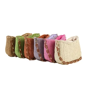 Fashion Woven Bags Lady Straw Purses for Ladies Paper Straw Hand Bags Custom Beach Handmade Multicolor Shoulder Bag