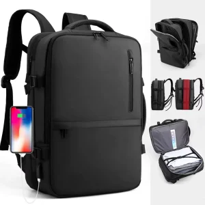 Fashionable 17 Inch High-End Men’s Business Travel Backpack Waterproof Oxford Commuting Computer Bag with Zipper Closure