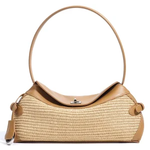 Fashionable All-match Hand-woven Zipper Closure Beach Underarm Bag Simple Large Capacity Shoulder Bag