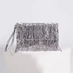 Fashionable Bright-Colored Women’s Clutch Bags Fringed Evening Party Sequined Handbags