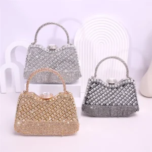 Fashionable Diamond Embellished Womens Bag Spring Summer New Internet Trendy Cross Border Trend Simple All Match Clutch