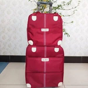 Fashionable Durable Lightweight Trolley Luggage Softside 2 Piece Luggage Set Expandable 14″ Tote 18″ Upright Oxford 4 Wheel