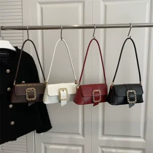 Fashionable French Style Shoulder Crossbody Portable Small Square Bag Elegant Underarm Women’s Bag