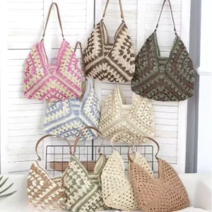 Fashionable Hollow Out Straw Bag Summer Outings Shopping Commuting Woven Underarm Bag Factory Tote Bag