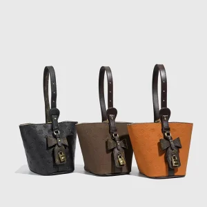 Fashionable Ladies’ Bucket Bag Can Be Carried in Hand or Worn on the Back Made of PU Material