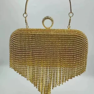 Fashionable Ladies’ Evening Party Bag Tassel Fluffy Heart shaped PU Leather Chain Strap Flap Closure 1 1.9L Capacity