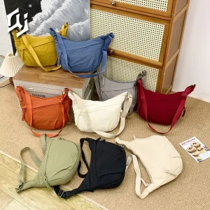 Fashionable Ladies’ Shoulder Bag French Sophistication Sling Bags Women Large Capacity Crossbody Nylon Zipper Portable