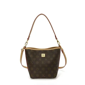 Fashionable Lady’s Bucket Bag for Summer Portable with Geometric Patterns Carrying Slinging Lining Material Polyester Fiber