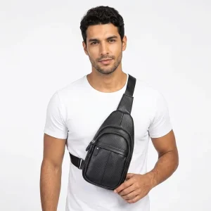 Fashionable Leather Anti Theft Crossbody Sling Bag Outdoor Casual Utility With Portable Zipper Closure Laptop Messenger Bag