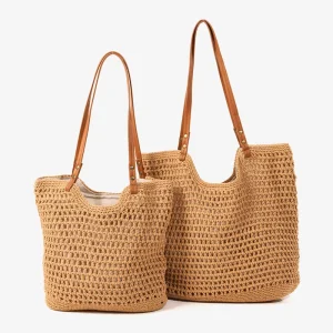 Fashionable New Retro Country Style Beach Handbag Large Capacity Portable Women’s Tote Straw Bag