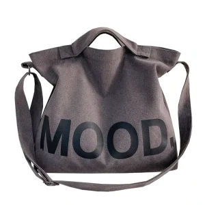 Fashionable Recycled Canvas Bucket Tote Handbag Open Closure Letter Decoration Chain Strap Shoulder Carry Option 9L Unisex