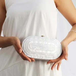 Fashionable Splicing Acrylic Shoulder Chain Bag with Stone Pattern