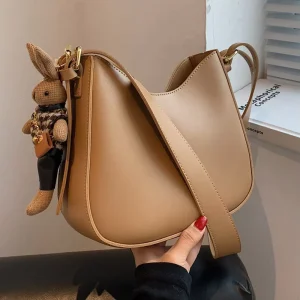 Fashionable Textured PU Women’s Single Strap Zip Closure Large Capacity Vintage Urban Simplicity Crossbody Shoulder Bag