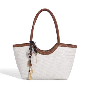 Fashionable Versatile Basket Handbag Basket Tote Bag Super Fiber Leather Woven Shopping Bag Retro Style Large Size Soft