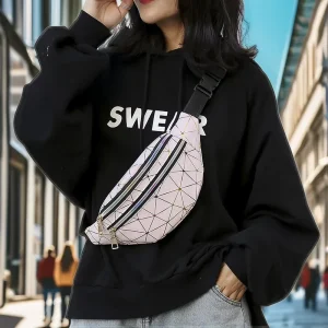 Fashionable Waist Bag Women Banana Waist Wallet Holographic Laser Mobile Phone Chest Bag Bag for Girl or Boy Outside