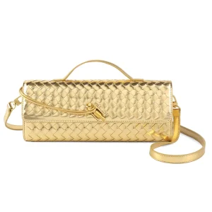 Fashionable Women Hand Clutch Bags Purse for Ladies Woven Evening Bag with Removable Strap Sling Shoulder Bags