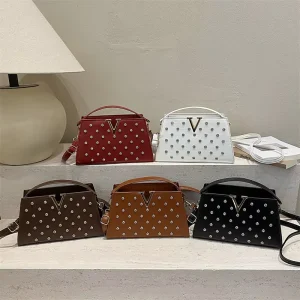 Fashionable Women’s Bag Hardware Decoration Handbag Purse Shoulder Cross Body Bags