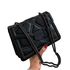 Fashionable Women’s Winter PU Handbag Chic Minimalist Crossbody Bag Zipper Closure Instagram Style Shoulder