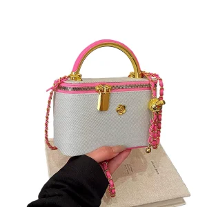 Fashionable and Versatile Handbag for Women Spring Summer Casual Denim Textured Chain Single Shoulder Crossbody Bag