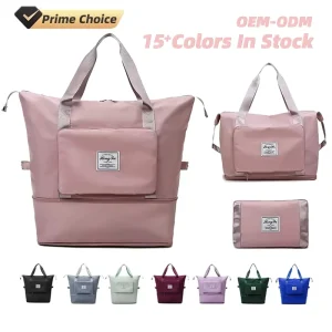 Fast OEM ODM Foldable Expandable Dry Wet Waterproof Duffel Luggage Duffle Yoga Sports Weekend Shoulder Gym Travel Tote Bag Women
