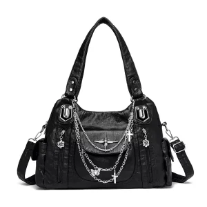 Faux Leather Purse and Handbags with Adjustable Strap Women Small Hobo Shoulder Bags Y2K Hobo Bag Punk Tote Bag for Women
