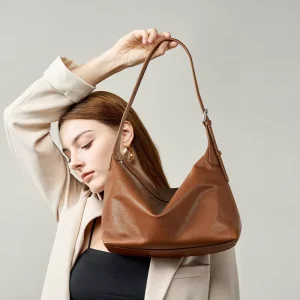 First Layer Vegetable Tanned Cowhide Casual Fashion Shoulder Bag Large Capacity Genuine Leather Waterproof Cross Body Hobo Bag