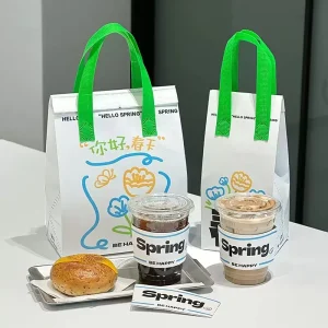 Foldable Non woven Customizable Durable Tote Bag for Cake Cookie Takeaway Packaging Portable Supermarket Dessert Supply