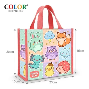 Foldable Woven Shopping Bag Compact Reusable Grocery Tote Easy Carry Bag for Travel and Picnic