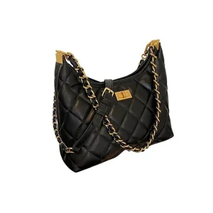 For Style Middle Size New Fashion High-End Polyester Rhombic Single Strap Shoulder Crossbody Underarm Bag Elegant Casual