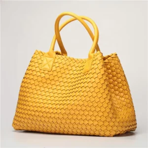 Free Sample Custom Logo OEM Luxury Designer Handheld Women’s Woven Shoulder Bag Handmade Leather Tote Bag with Lady Handbags