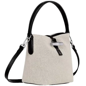 French Bamboo Canvas Armpit Bag Water Bucket Bag Lunch Box Bag Hand Held Shoulder Crossbody Bag