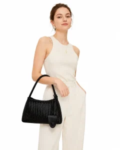 French Style Woven Bag Women Fashion Underarm Shoulder Bag Elegant Top Handle Handbag