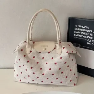 Fresh for Polka dot Women’s Lightweight Casual Tote Handbag Zip Closure Large Capacity Shoulder Strap for Commuting Everyday Use