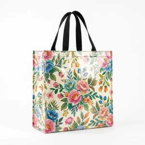 Full Color Custom Printed Horizontal Laminated Non woven Bag Waterproof Reusable Shopping Tote Eco friendly Grocery Supermarket