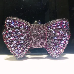 Full Diamond Bow Evening Bag with Handheld Gemstone Bag for Women Clutch Bag Women