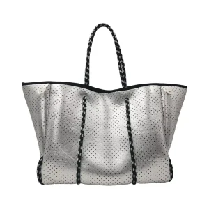 Funky Silver Sea Beach Shopping Bags Sustainable Women Neoprene Bag Tote