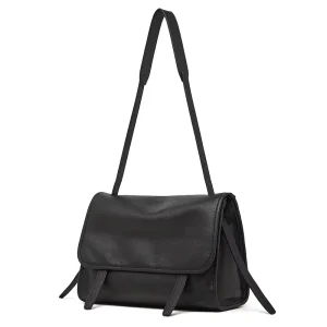 Genuine Cowhide Vintage Messenger Bag Daily Commute Shoulder Crossbody Handbag for Women